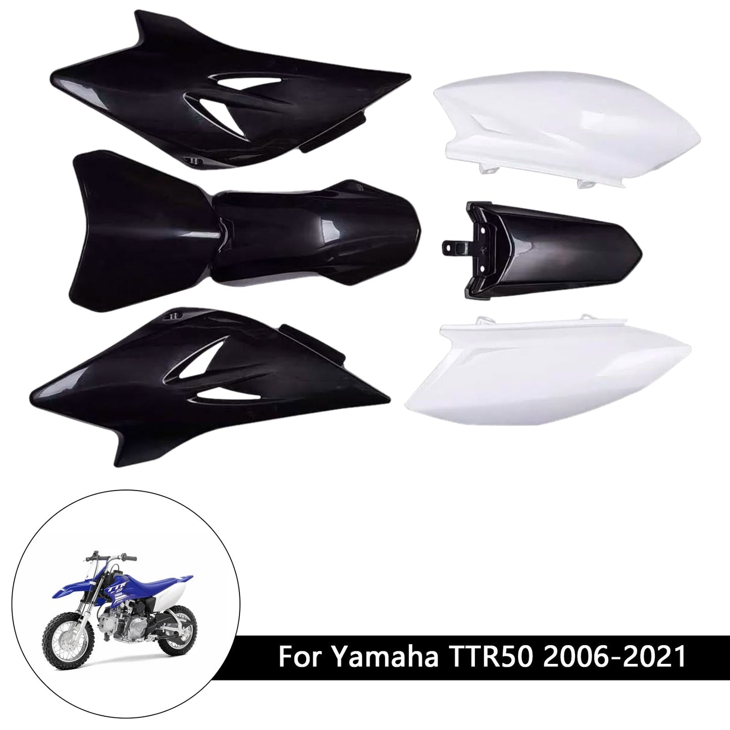 Kit plastiche per carrozzeria Yamaha TTR50 2006-2021, carenatura parafango anteriore e posteriore