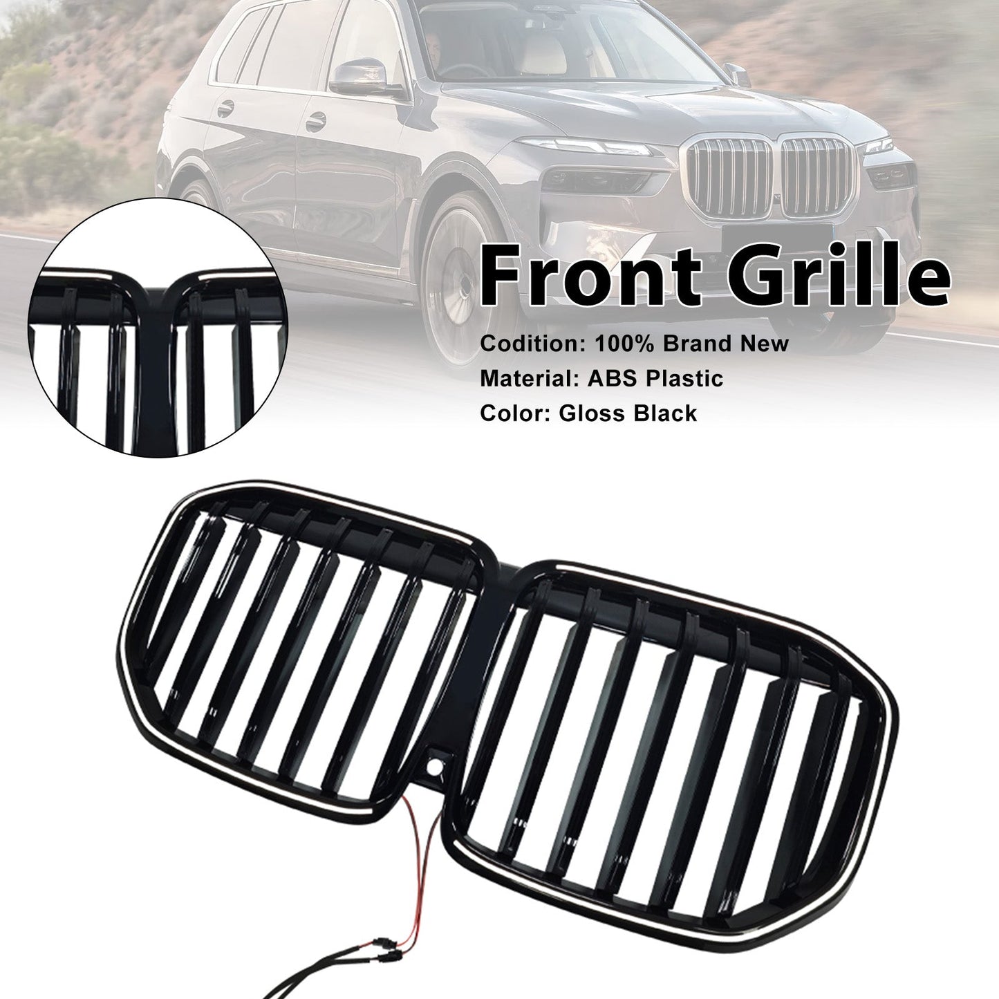 Griglia paraurti anteriore a linea singola nera con LED per BMW X7 G07 2023-2026