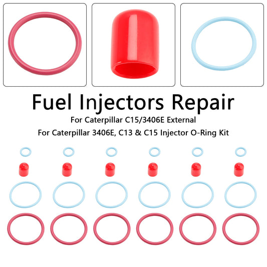 Kit guarnizioni O-ring per iniettori di carburante esterni CAT C15/3406E 6 pezzi, adatti per Caterpillar 2481394 248-394 189-5390 1895390