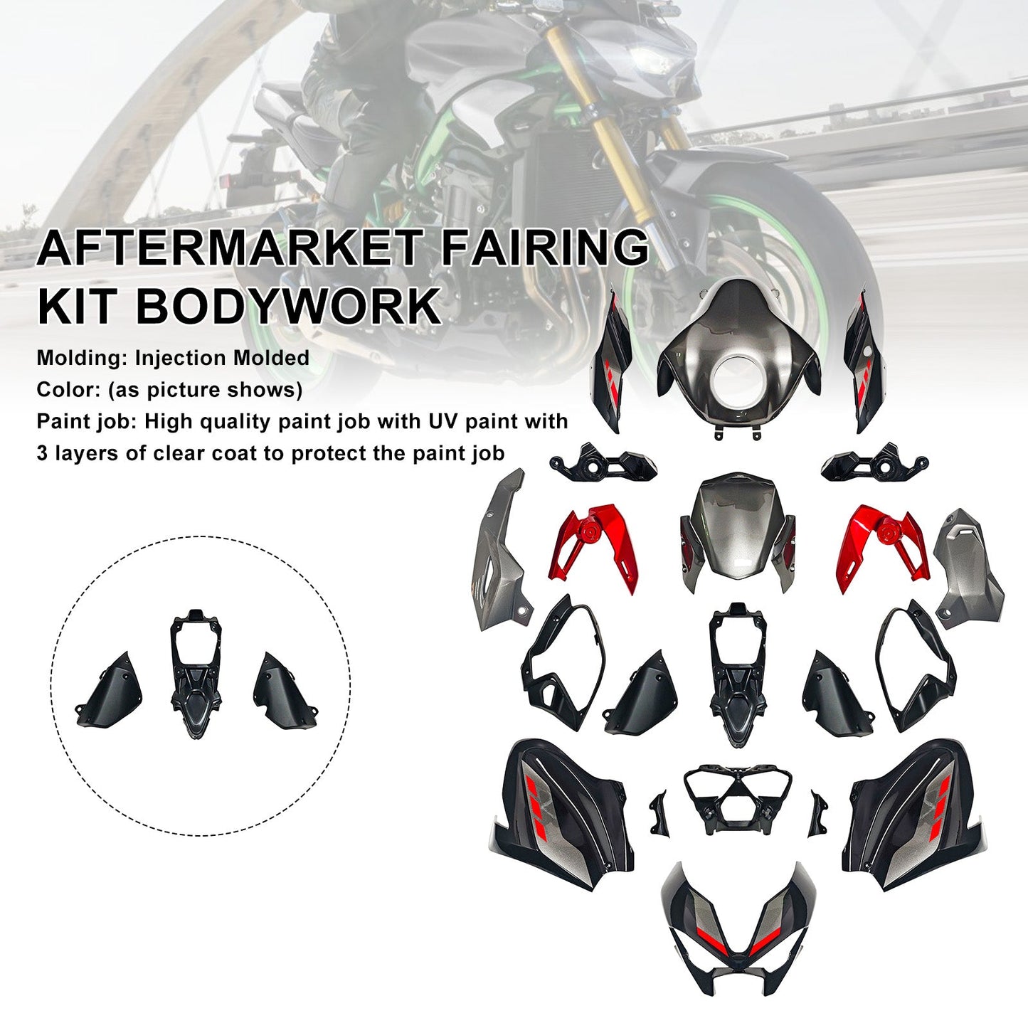 Kit di carene stampate a iniezione per Kawasaki Z900 2025-2026