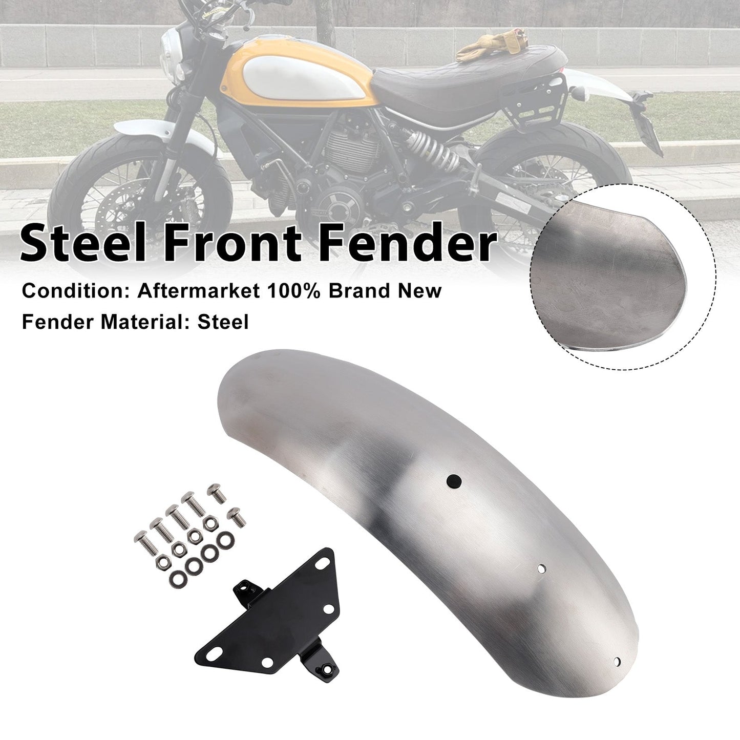 Parafango anteriore in acciaio per Ducati Scrambler 1100 (PRO/Sport/Spezial/Dark PRO/Sport PRO) 2018-2025