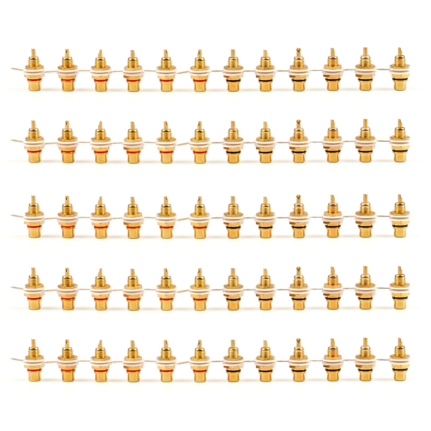 60 pezzi placcati oro RCA femmina jack pannello montaggio telaio presa rosso nero