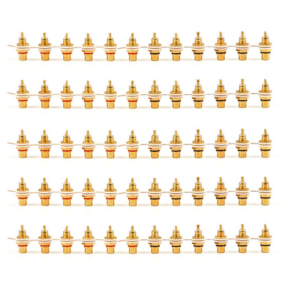 60 pezzi placcati oro RCA femmina jack pannello montaggio telaio presa rosso nero