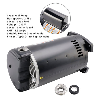 Motore per pompa da piscina B2840 B840 2,5 CV 230 V, telaio 56Y, flangia quadrata