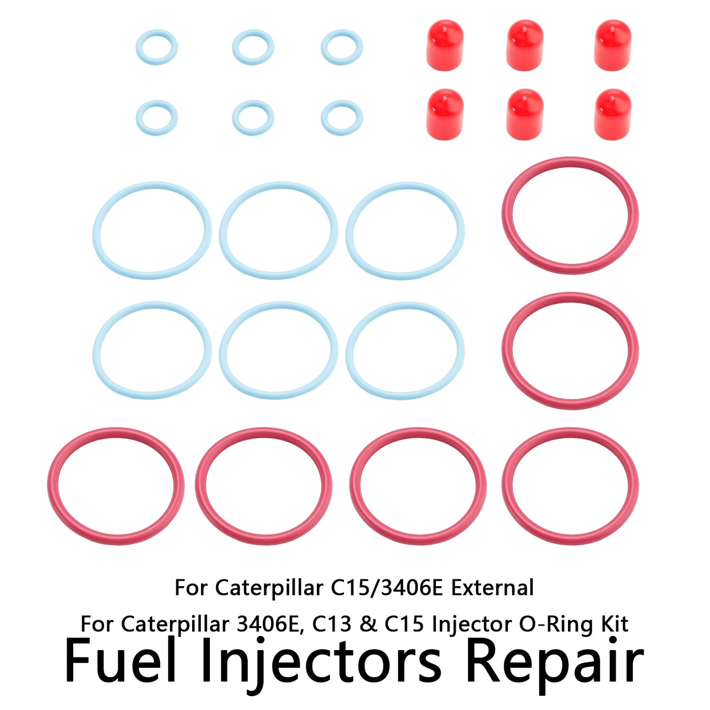 Kit guarnizioni O-ring per iniettori di carburante esterni CAT C15/3406E 6 pezzi, adatti per Caterpillar 2481394 248-394 189-5390 1895390