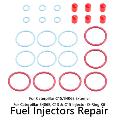 Kit guarnizioni O-ring per iniettori di carburante esterni CAT C15/3406E 6 pezzi, adatti per Caterpillar 2481394 248-394 189-5390 1895390