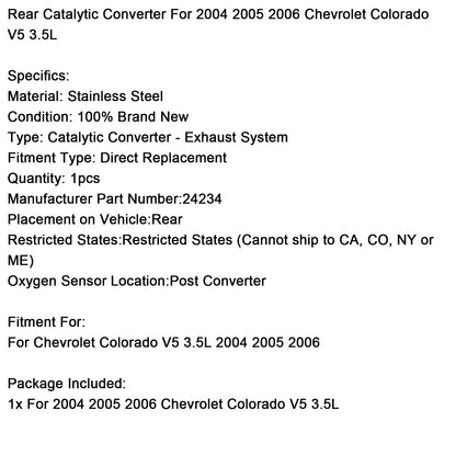 Convertitore catalitico posteriore Chevrolet Colorado V5 3.5L 2004 2005 2006 24234