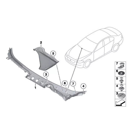 Pannello di copertura del parabrezza per BMW Serie 5 528i 535d 550i 2011-2016 51717203124