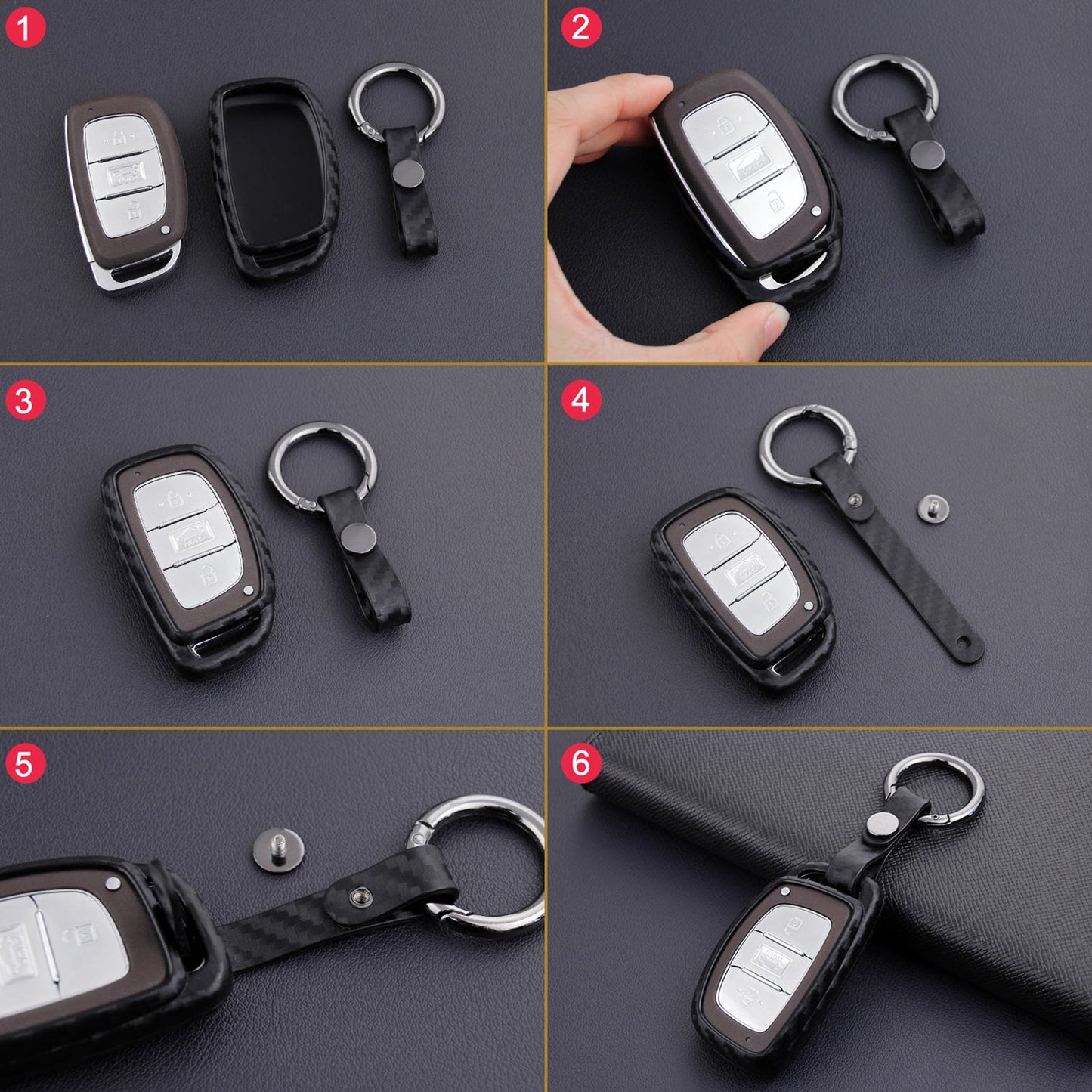 Custodia in similpelle e silicone per chiave auto con fibbia per Hyundai