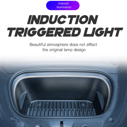 Striscia luminosa a LED per atmosfera ambientale del bagagliaio anteriore bianca per Tesla Model 3/Y/S/X 2021-2024