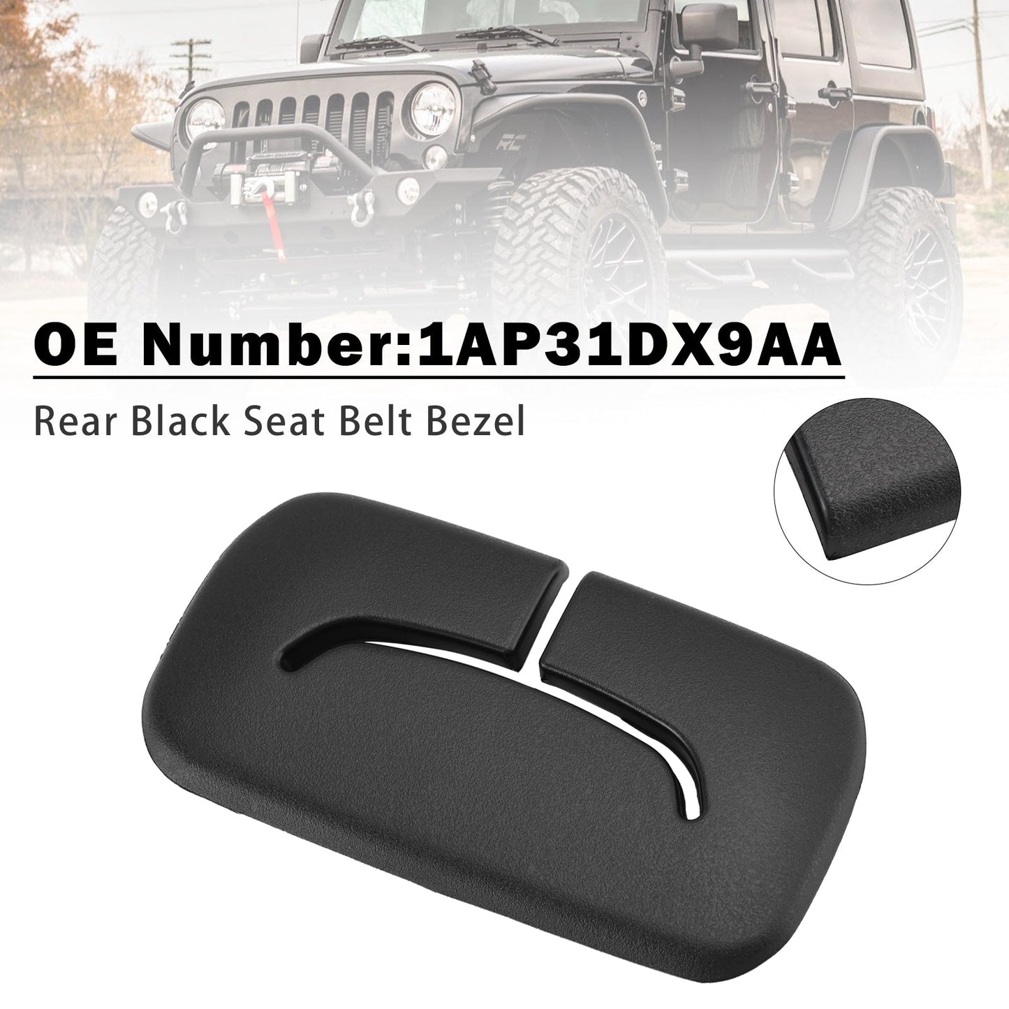 Cornice nera posteriore per cintura di sicurezza 1AP31DX9AA per Jeep Wrangler JK 2011-2018