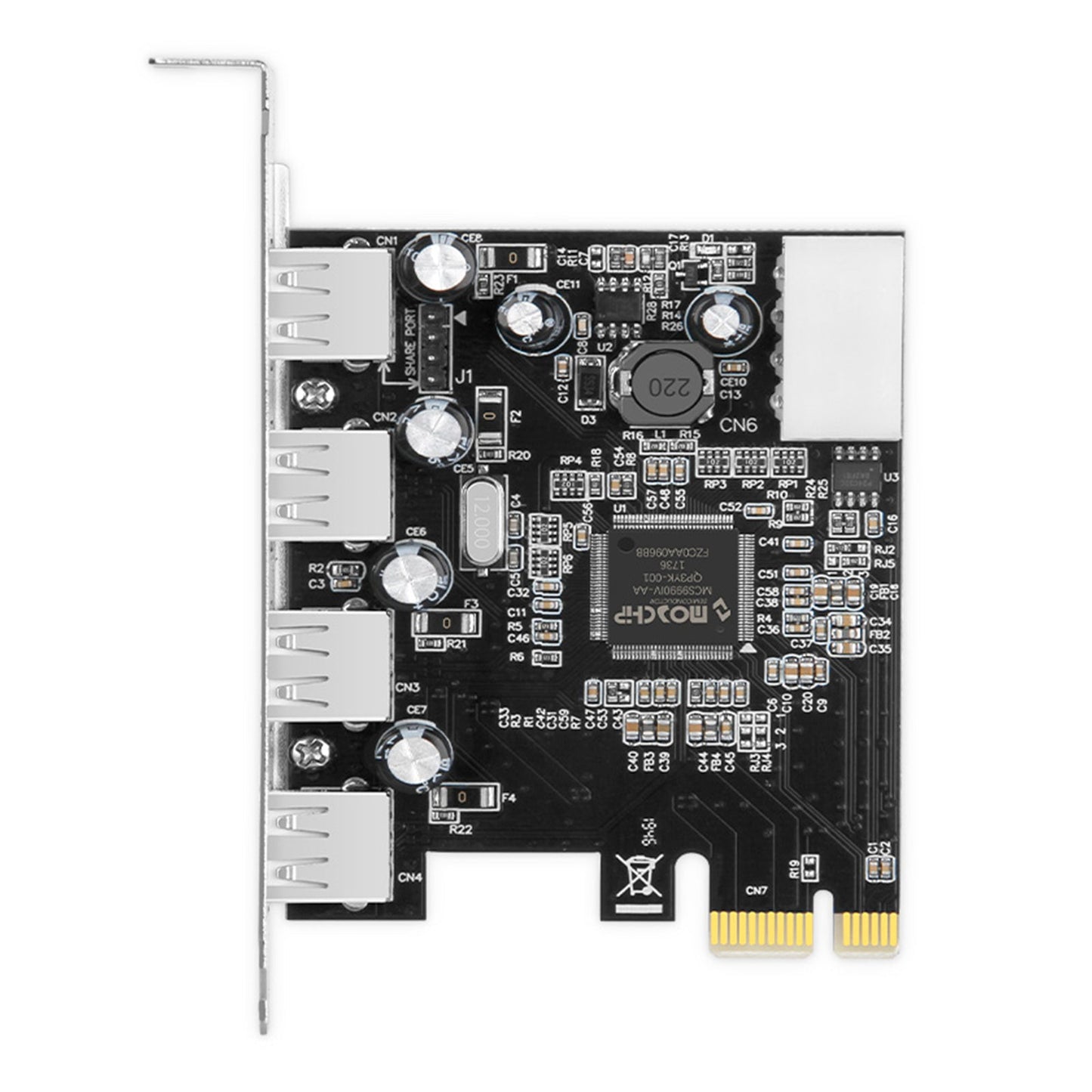 Scheda di espansione HUB 2.0 PCIE a USB 2.0, scheda adattatore Moschip, alimentazione a 4 pin