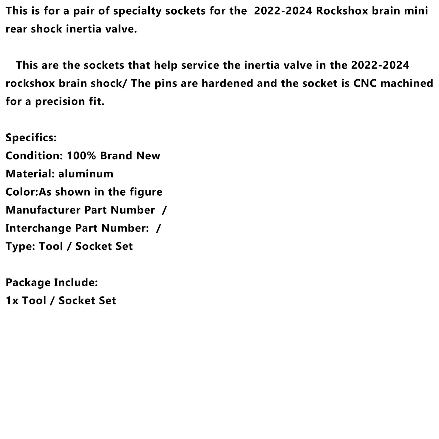 RockShox Brain Inertia Valve Tool 2022-2024 - Set di bussole per ammortizzatore Specialized MINI