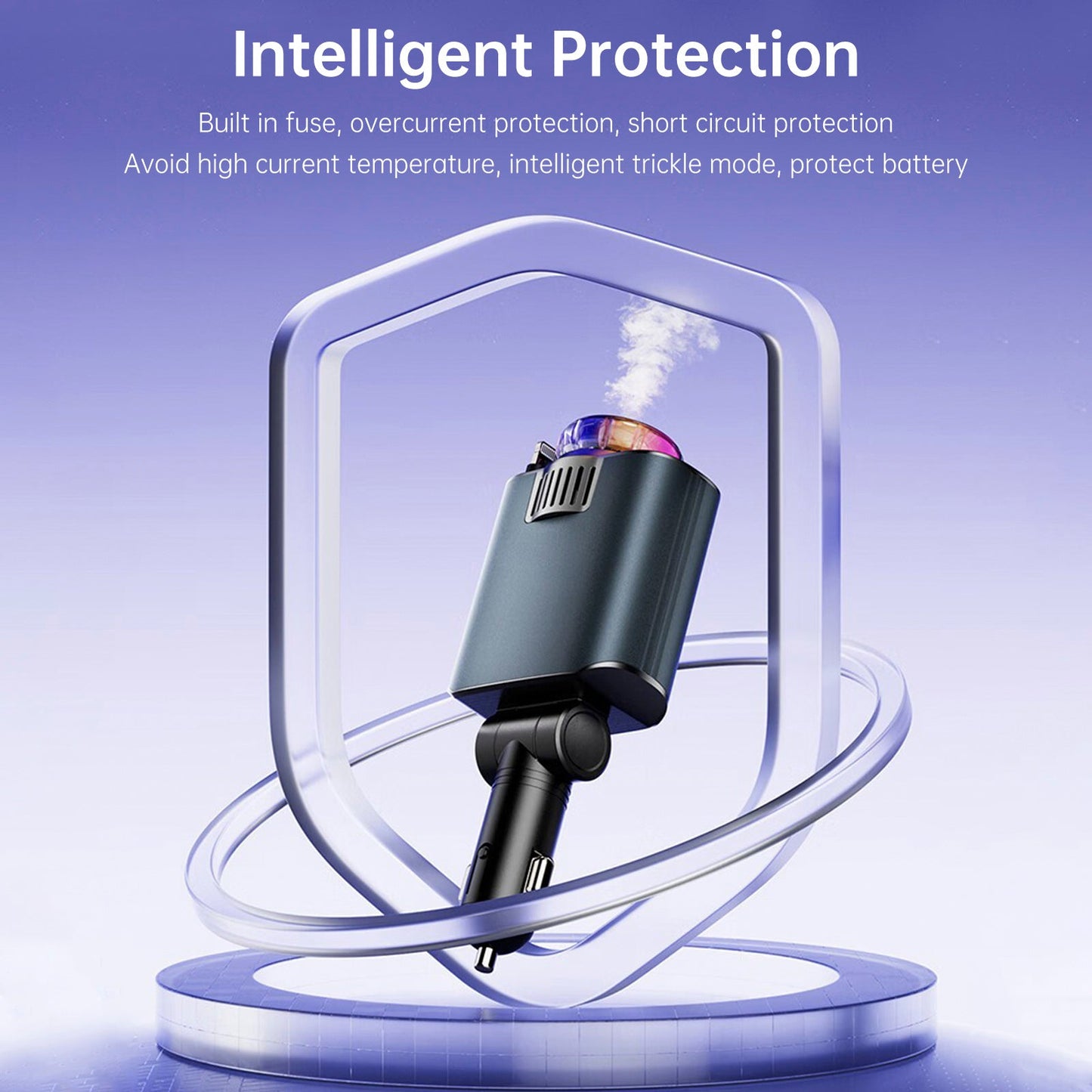 Caricabatterie per auto super veloce da 120 W con cavo retrattile Caricabatterie intelligente per deodoranti per ambienti