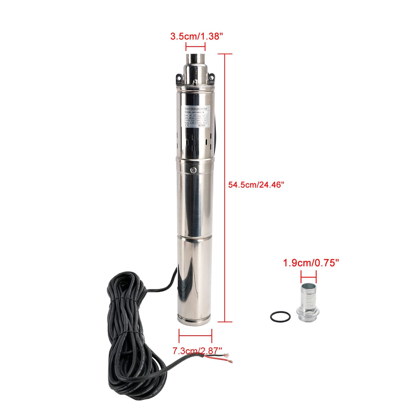Pompa ad acqua sommergibile solare del foro del pozzo profondo di 3" 48V 750W MPPT incorporato