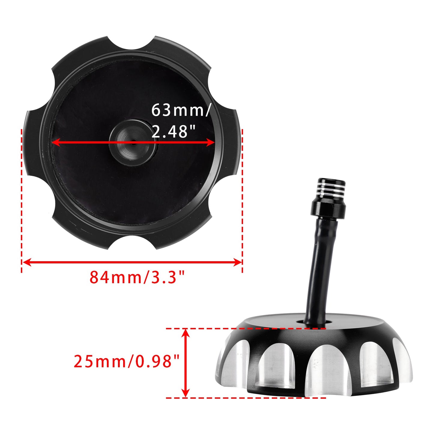 Tappo serbatoio carburante in alluminio con sfiato nero per Yamaha TTR250 YZ 125 250 WR 250/400/426F