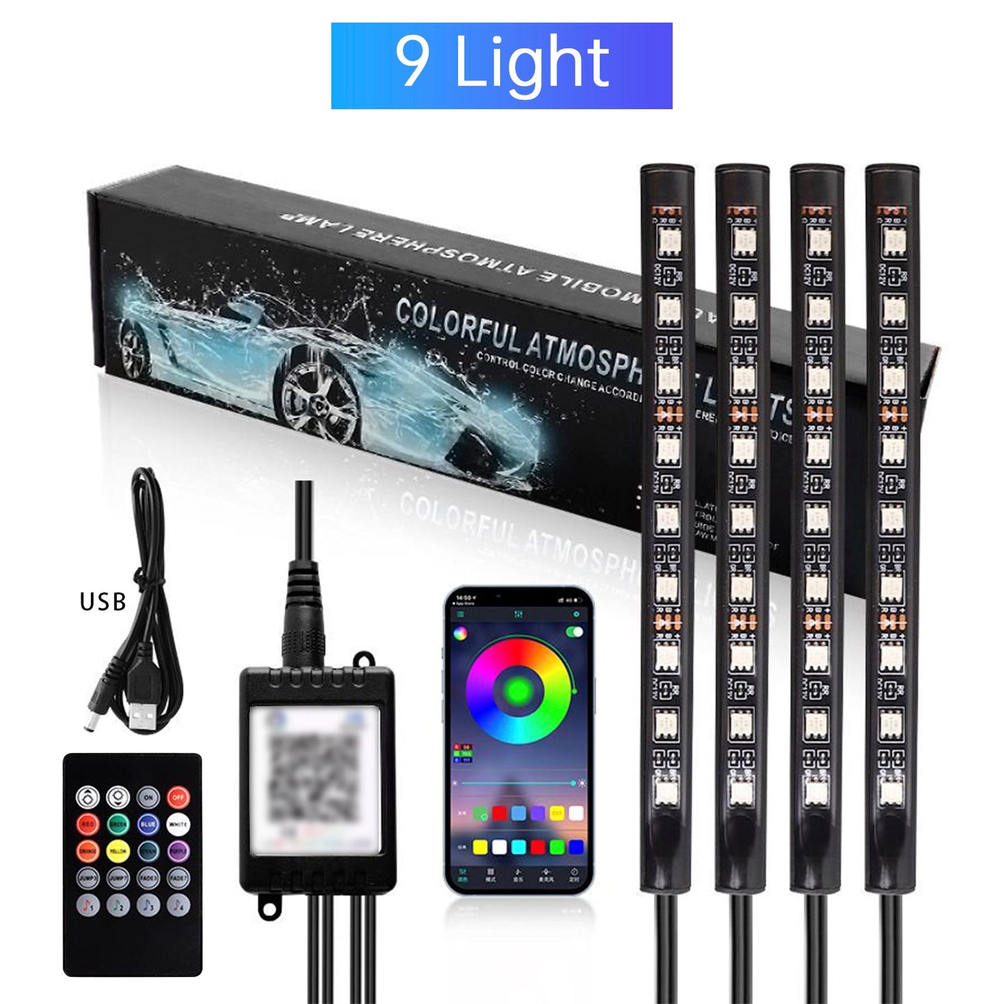 Strisce luminose a LED RGB per interni auto con controllo remoto e APP