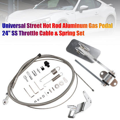 Pedale dell'acceleratore universale Street Hot Rod in alluminio, cavo dell'acceleratore e set di molle SS da 24""