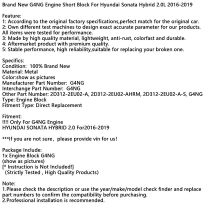Nuovo motore G4NG a blocco corto per Hyundai Sonata Hybrid 2.0L 2016-2019