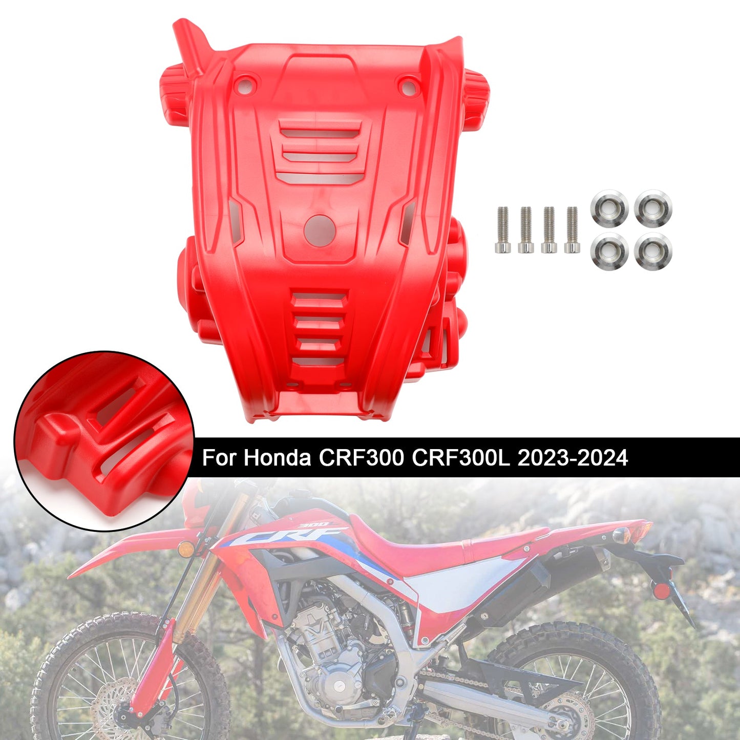 Piastra paramotore Honda CRF300 CRF300L 2023-2024 Protezione motore in plastica crepata