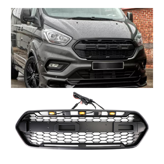 2018-2023 nera Griglia paraurti anteriore per Ford Transit Custom Trail con 3 LED 2467234