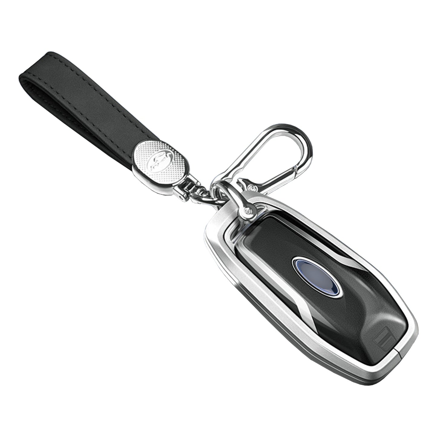 Custodia per chiave auto in TPU argentato in lega di alluminio con fibbia per Ford