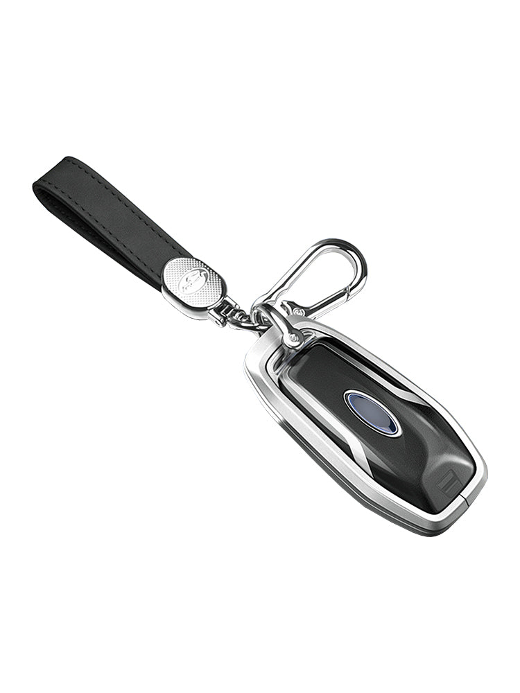 Custodia per chiave auto in TPU argentato in lega di alluminio con fibbia per Ford