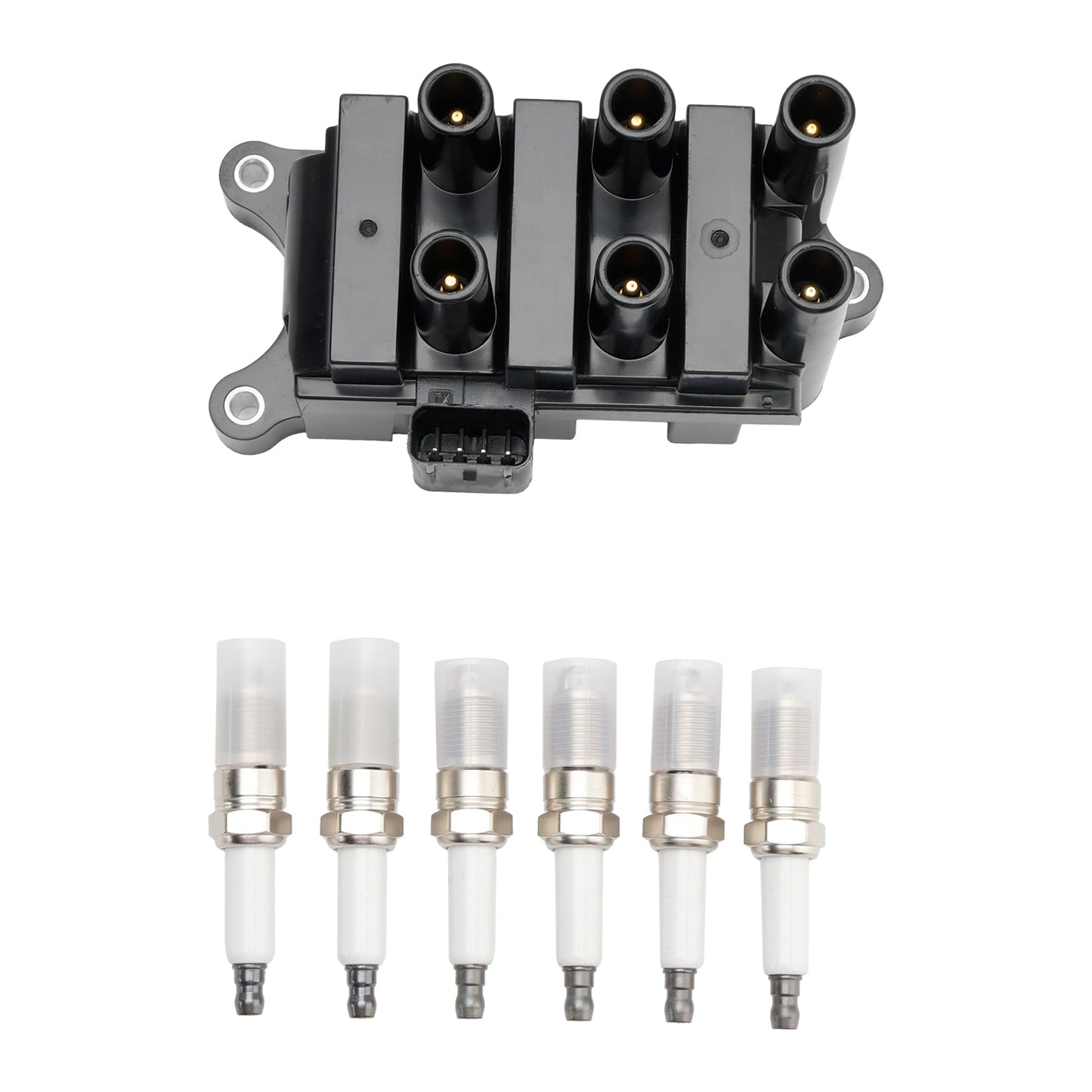Bobina di accensione E-250 Econoline V6 4.2L 2001-2002+6 candele+6 cavi FD498 5F2Z-12029-AD 1F2118100