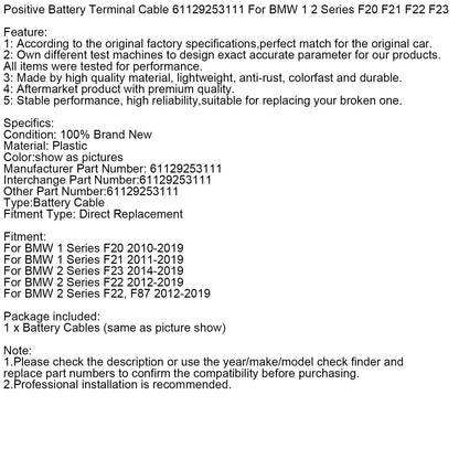 Cavo terminale positivo della batteria 61129253111 per BMW Serie 1 2 F20 F21 F22 F23