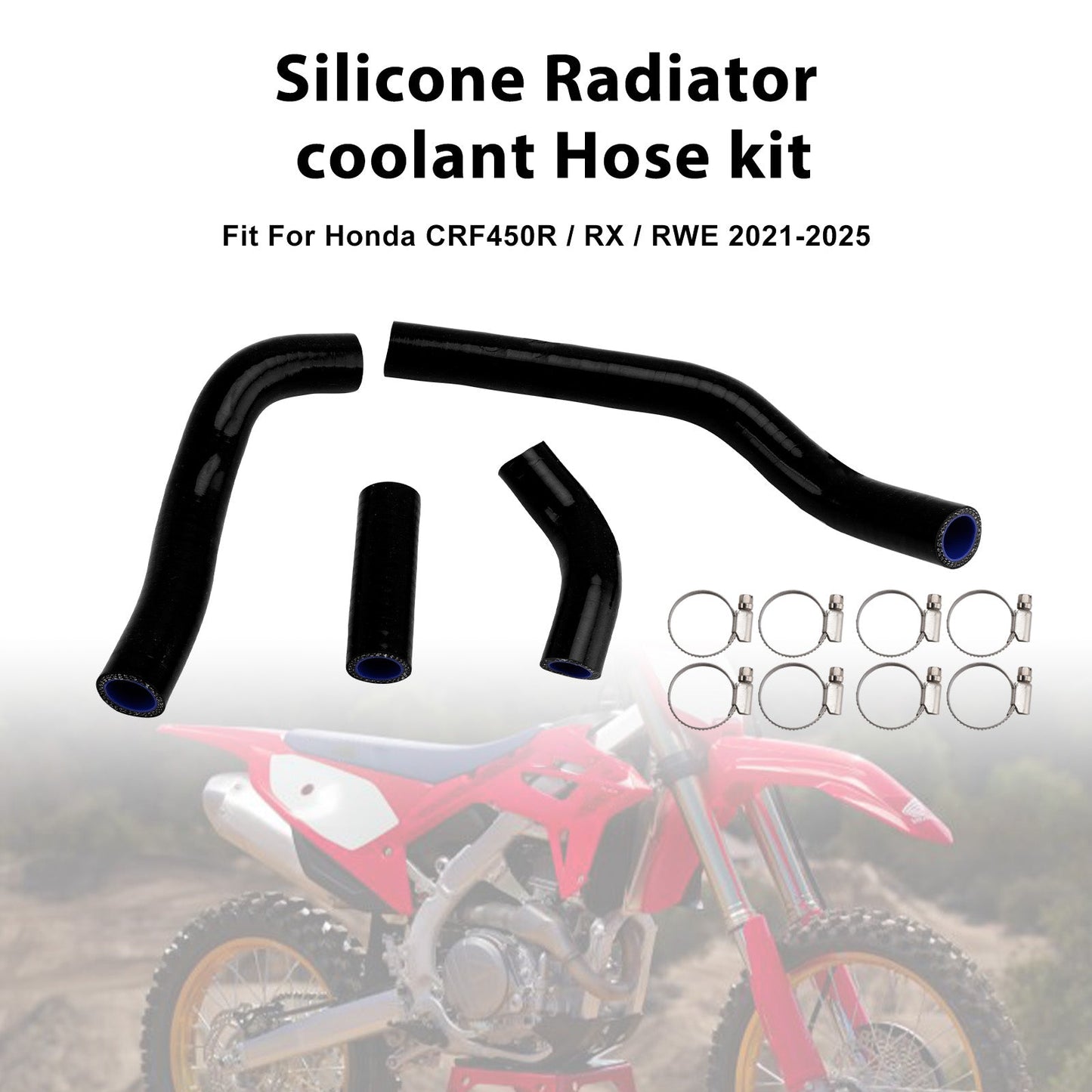Kit di tubi flessibili in silicone per il liquido di raffreddamento del radiatore, compatibile con Honda CRF450R RX RWE 21-25