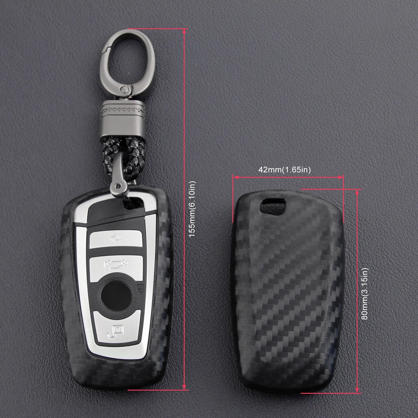 Custodia in pelle e silicone per chiave auto con fibbia per BMW Square