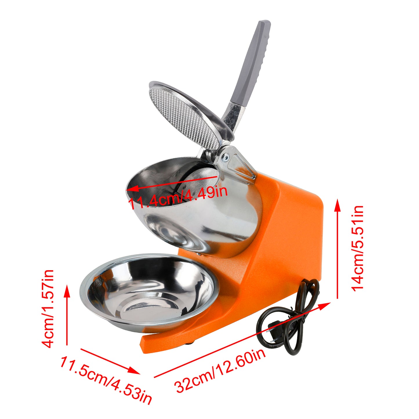 Tritaghiaccio elettrico 143LBS/Hr Macchina per coni di neve Rasoio per ghiaccio 500W Spina UE