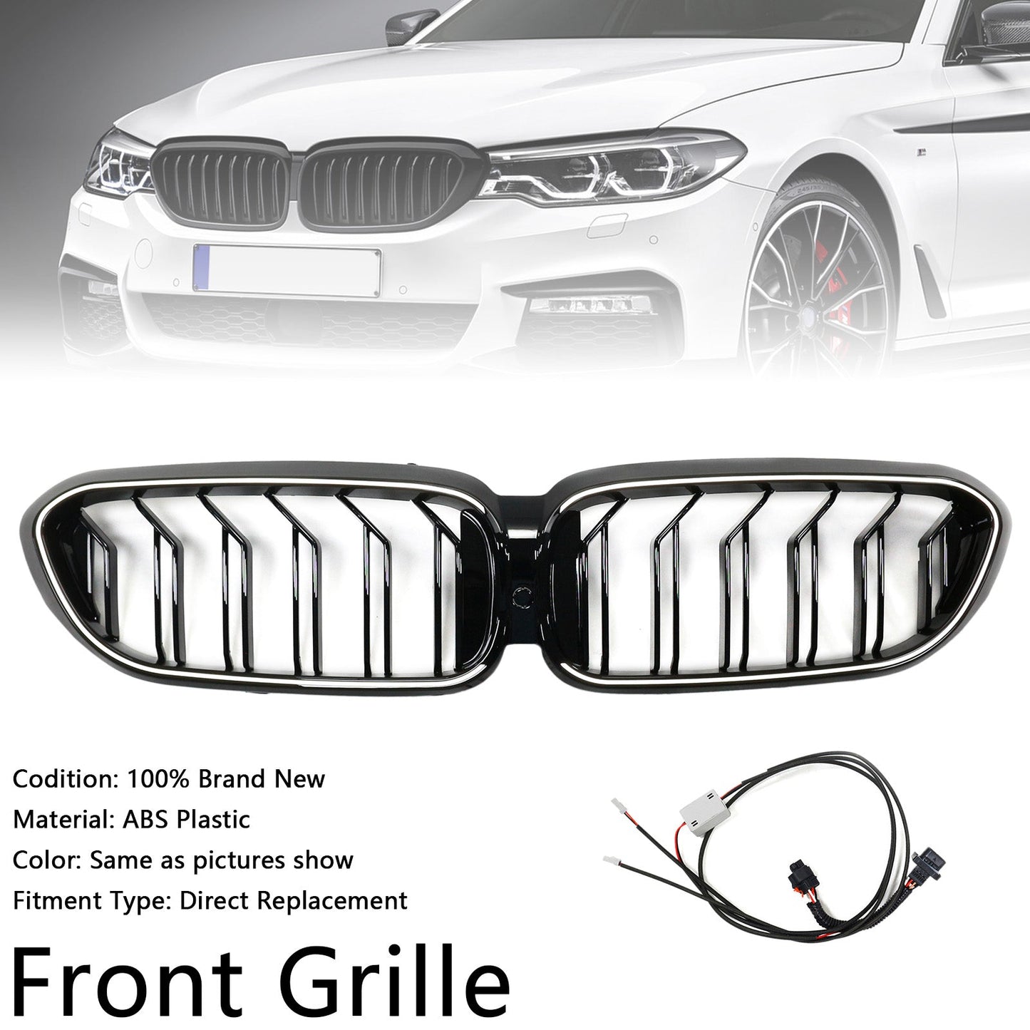 Griglia anteriore a doppio rene BMW Serie 5 G30 G31 2017-2020, nero lucido