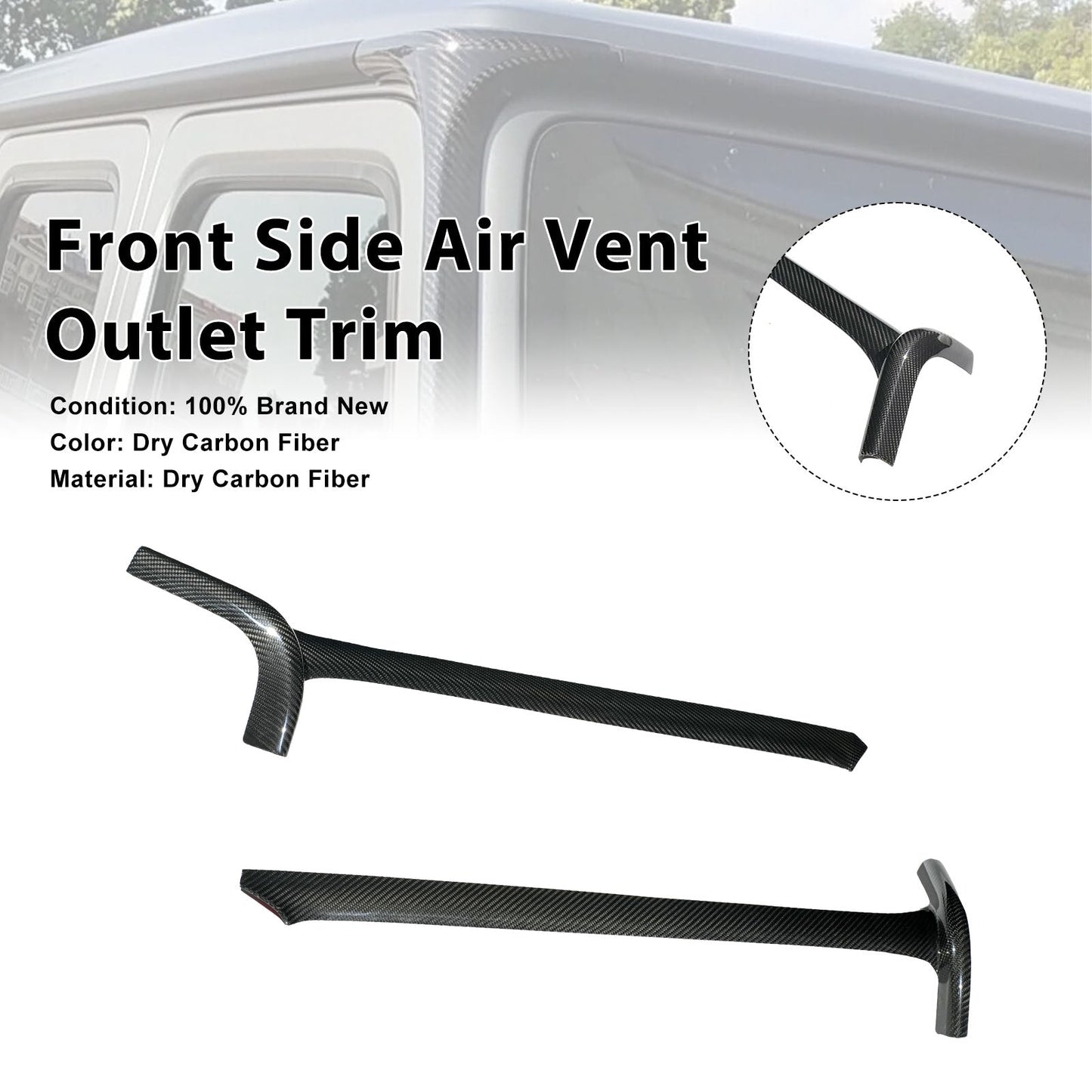 Cornice di finitura per bocchetta d'aria laterale anteriore in fibra di carbonio per Mercedes-Benz Classe G G63 G550 (modelli dal 2025 in poi).