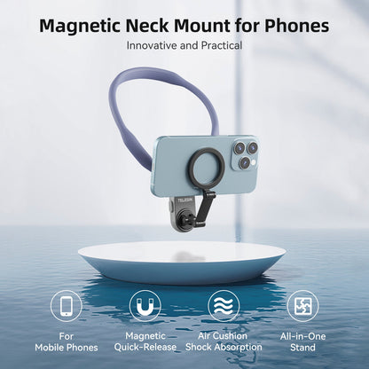 Supporto magnetico per collo con sgancio rapido e assorbimento degli urti per telefono cellulare