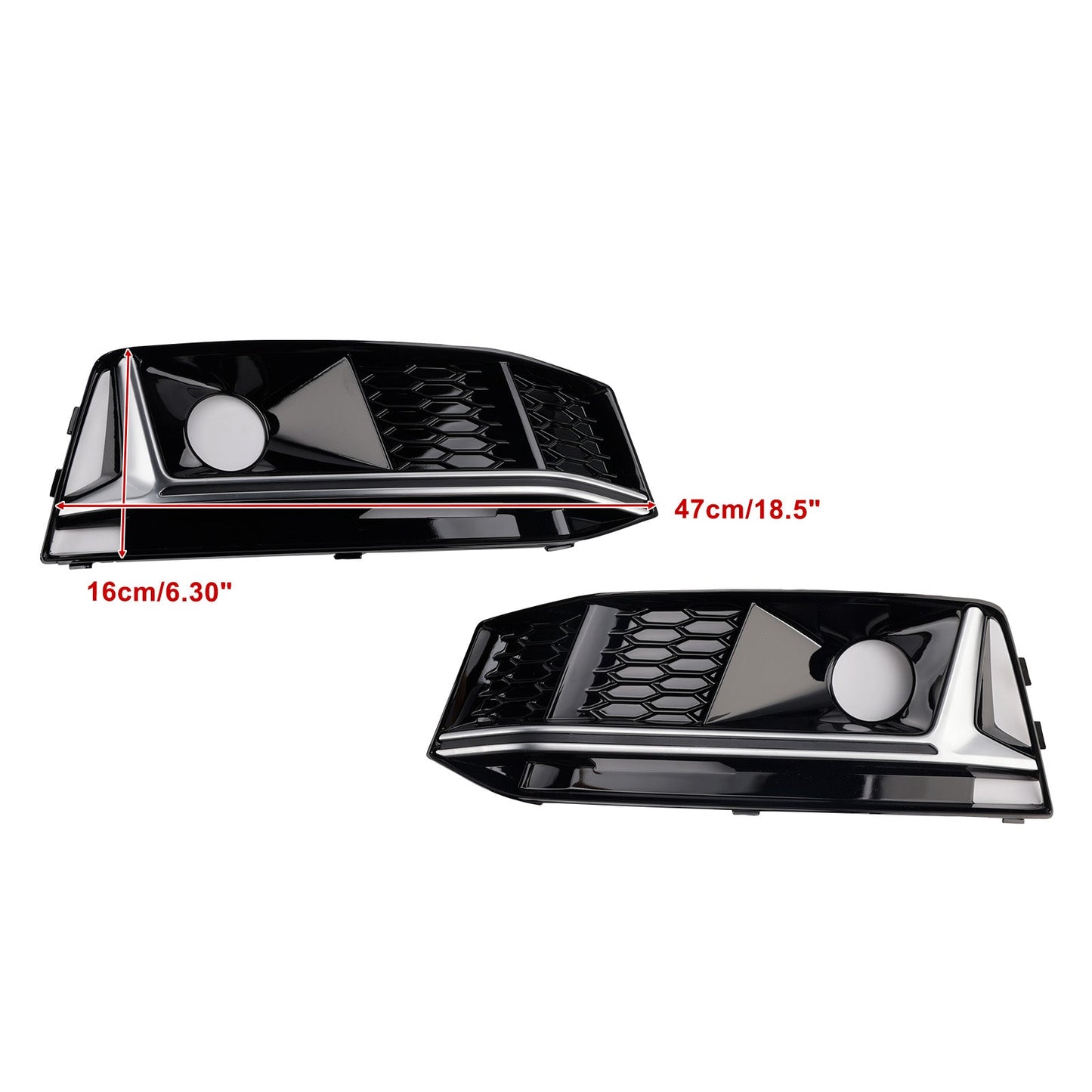 Griglia fendinebbia paraurti anteriore cromata nera (2 pezzi) per Audi A4 B9 S4 2016-2019 (2 pezzi)