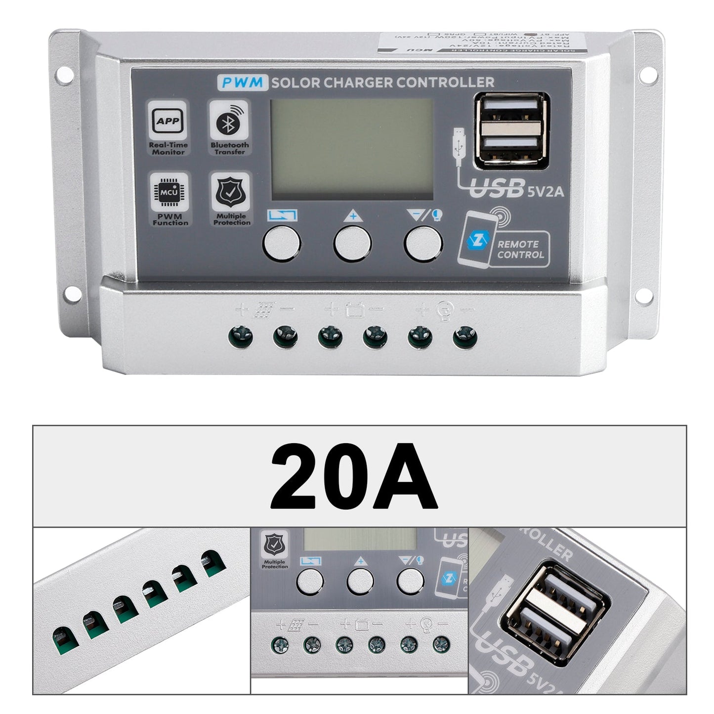 Regolatore solare PWM 10A-60A APP mobile Regolatore solare di controllo intelligente