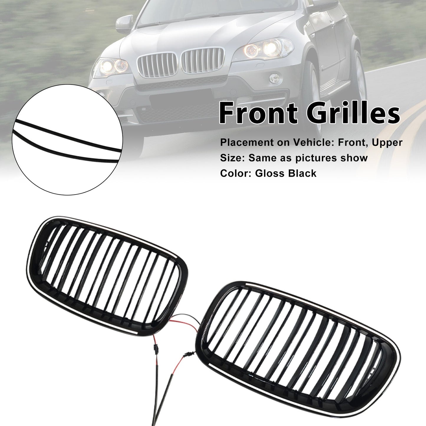 2009-2013 Per BMW X5 M (E70) Griglia anteriore a doppio rene nera lucida 51137305589 51137305590,