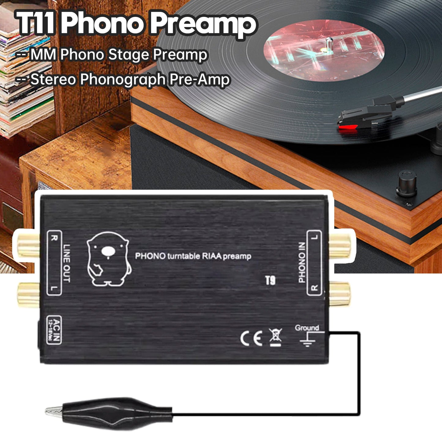 Preamplificatore Phono T11 Preamplificatore Phono MM Preamplificatore Giradischi Preamplificatore Fonografo Stereo