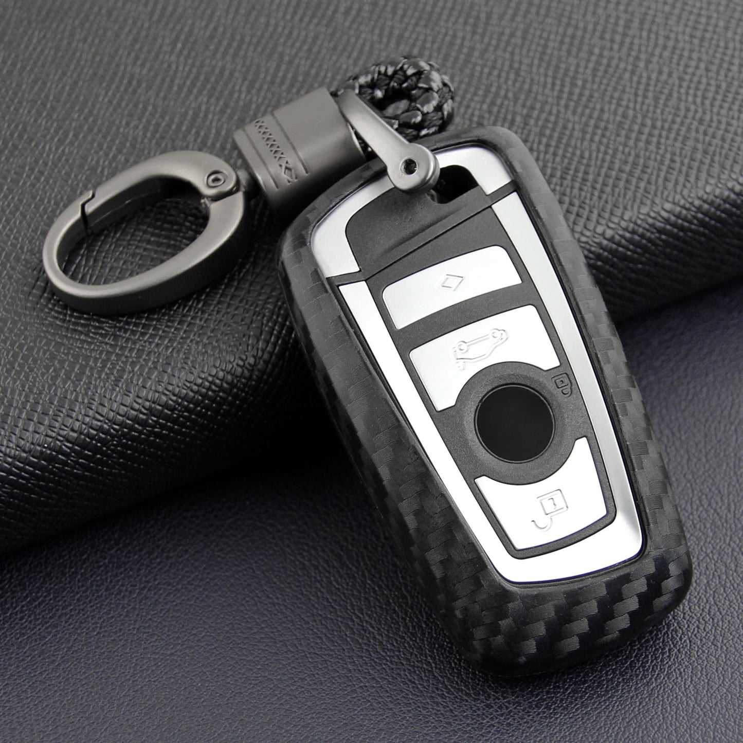 Custodia in pelle e silicone per chiave auto con fibbia per BMW Square