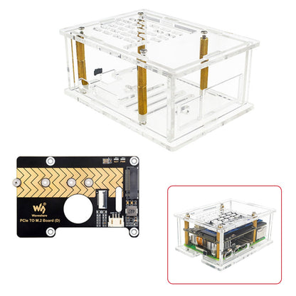 Custodia con adattatore PCI-E per Raspberry Pi5, scheda adattatore PCIe a M.2, radiatore in acrilico