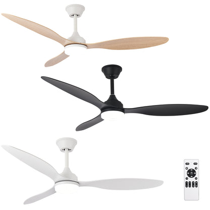 Telecomando Ventilatore moderno 52" con luce 6 velocità Nero-Bianco