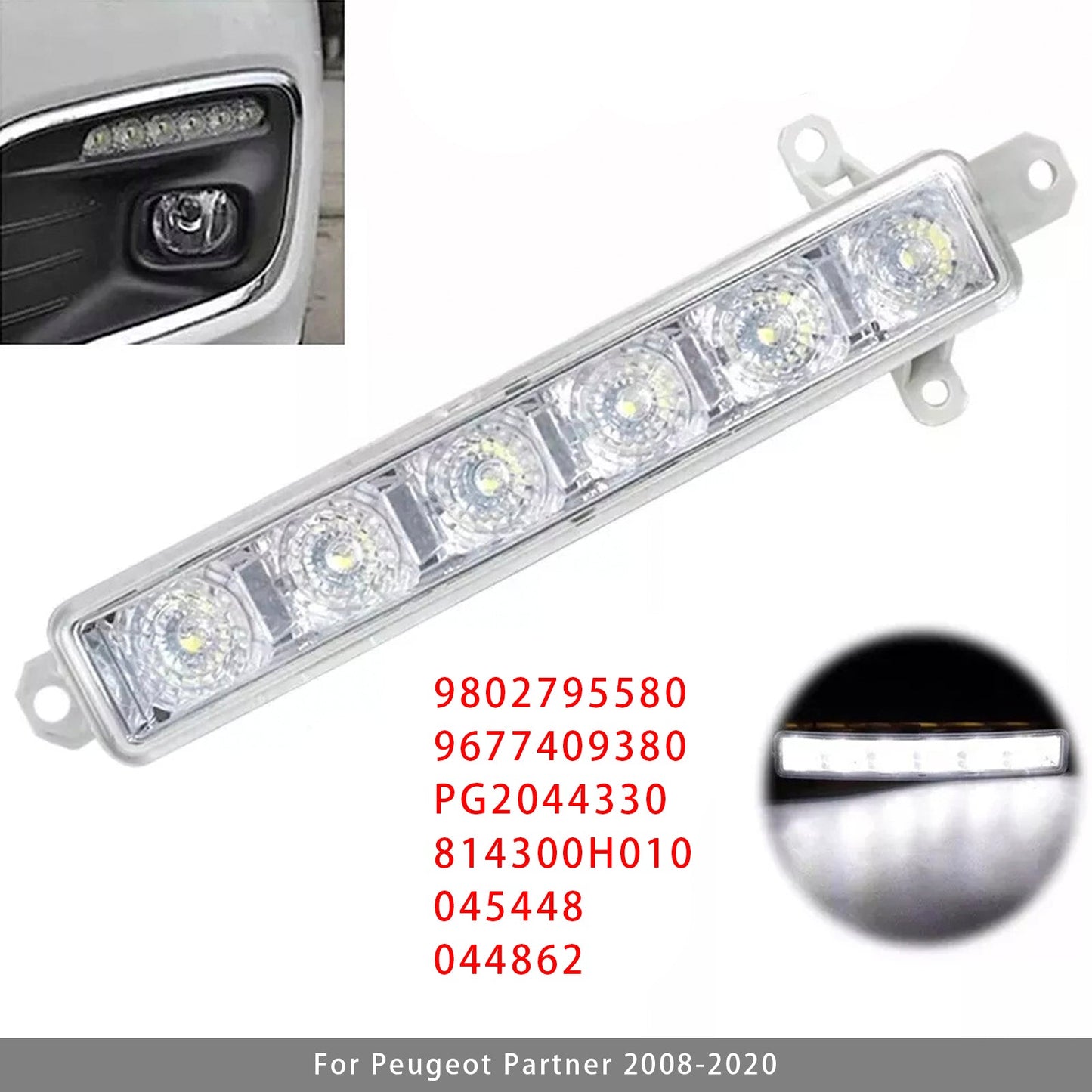 1 luce fendinebbia diurna a LED per Citroen C3 Berlingo Peugeot 9802795580