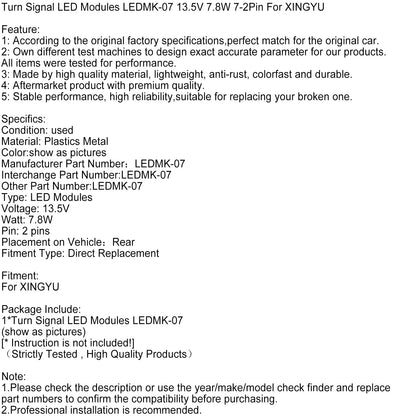Moduli LED indicatori di direzione LEDMK-07 13,5 V 7,8 W 7-2 pin per XINGYU