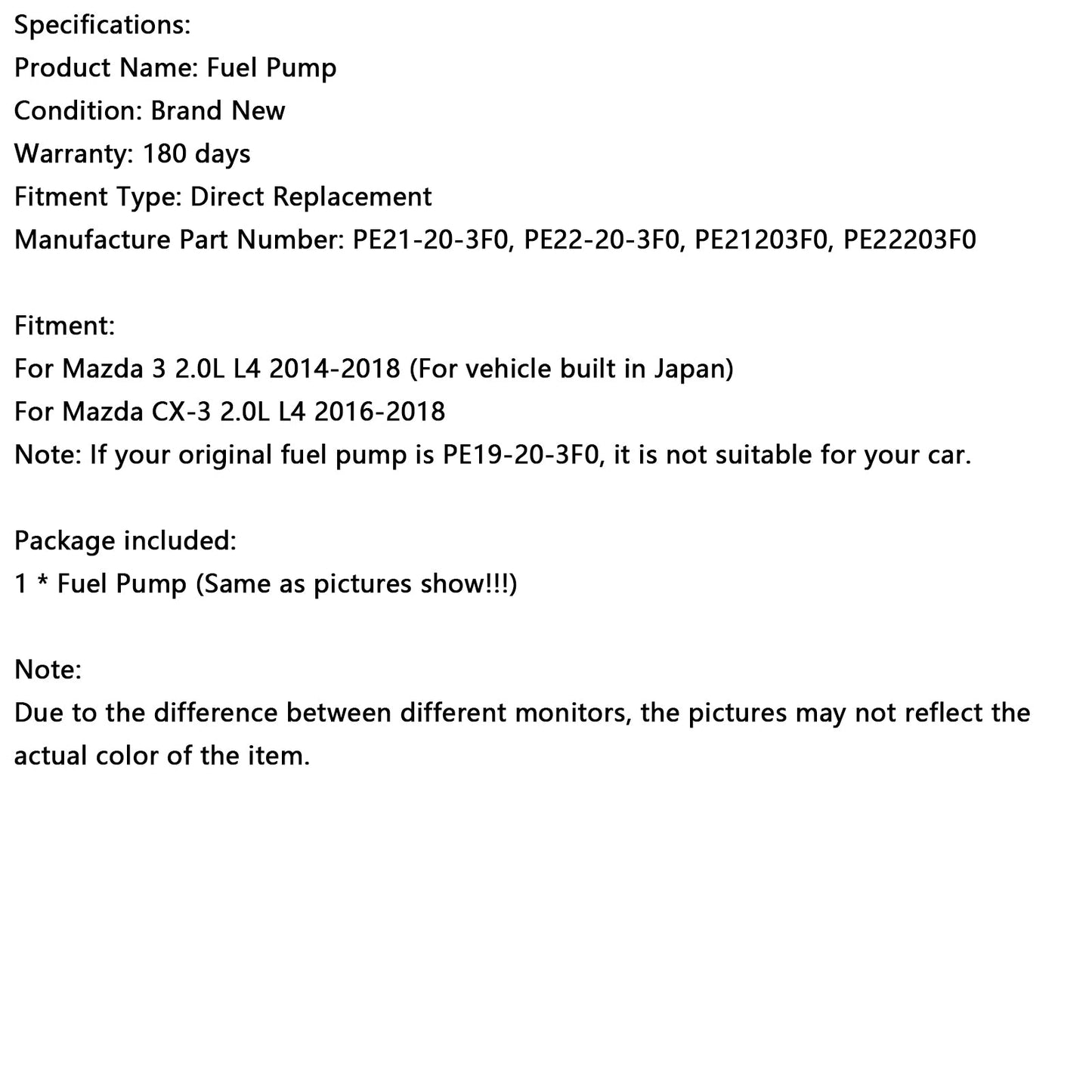 Pompa carburante ad alta pressione PE22-20-3F0 PE22203F0 per Mazda CX-3 2.0L L4 2016-2018