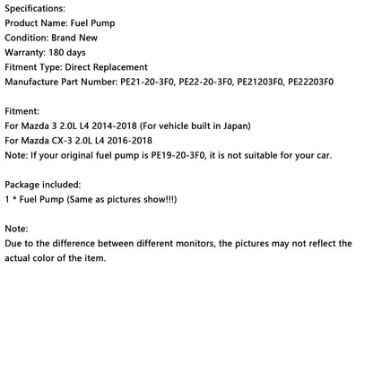 Pompa carburante ad alta pressione PE22-20-3F0 adatta per Mazda 3 2014-2018 CX-3 2016-2018 2.0L