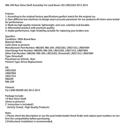986-209 Gruppo albero di trasmissione posteriore per Land Rover LR2 LR023283 2013-2015