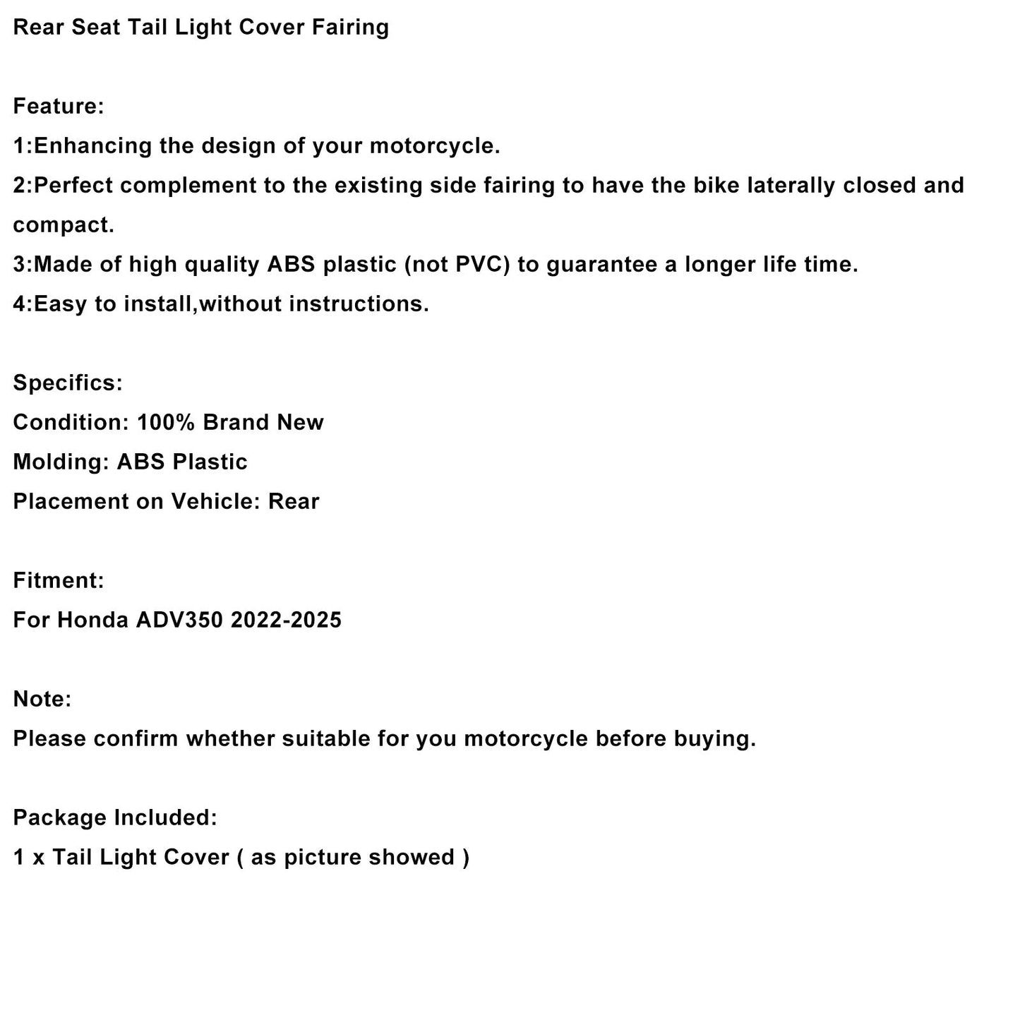 Carenatura copri fanale posteriore Honda ADV 350 2022-2025