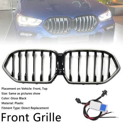 Griglia paraurti anteriore nera BMW X6 G06 M50i 2020-2022 con foro per telecamera