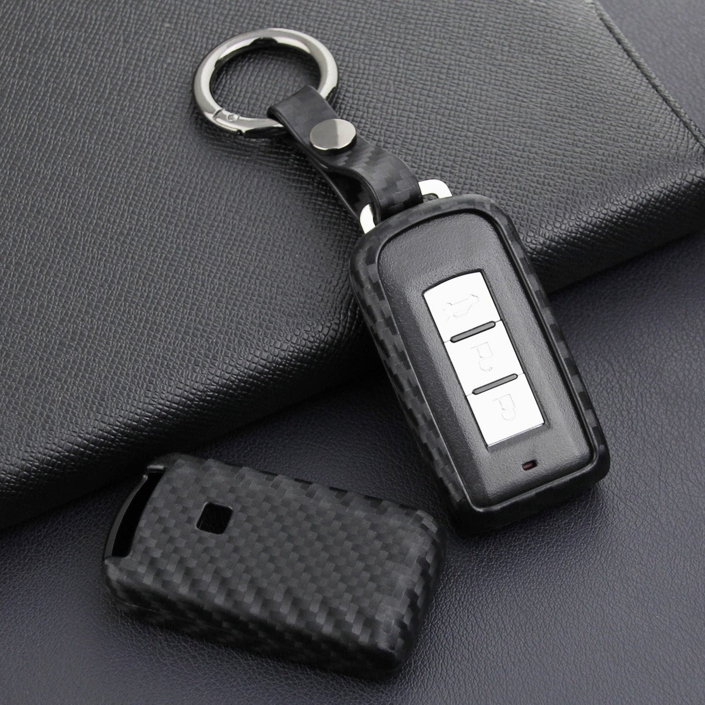 Custodia in similpelle e silicone per chiave auto con fibbia per Mitsubishi
